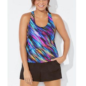 2pc Racer Back Tankini & Board Shorts Swimsuit Set